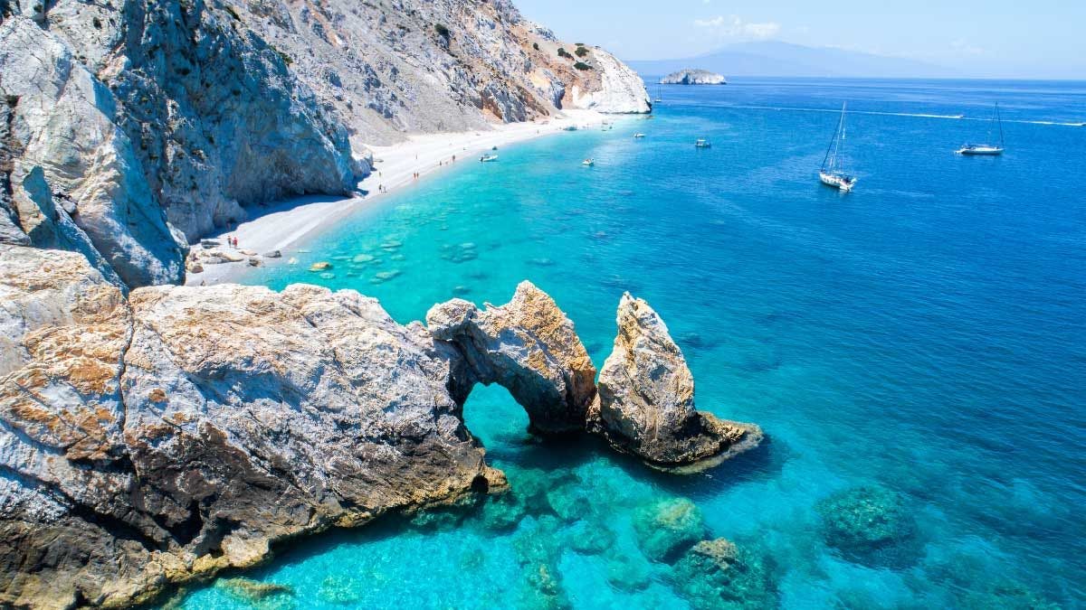 Rocky beach at Ithaca in Greece