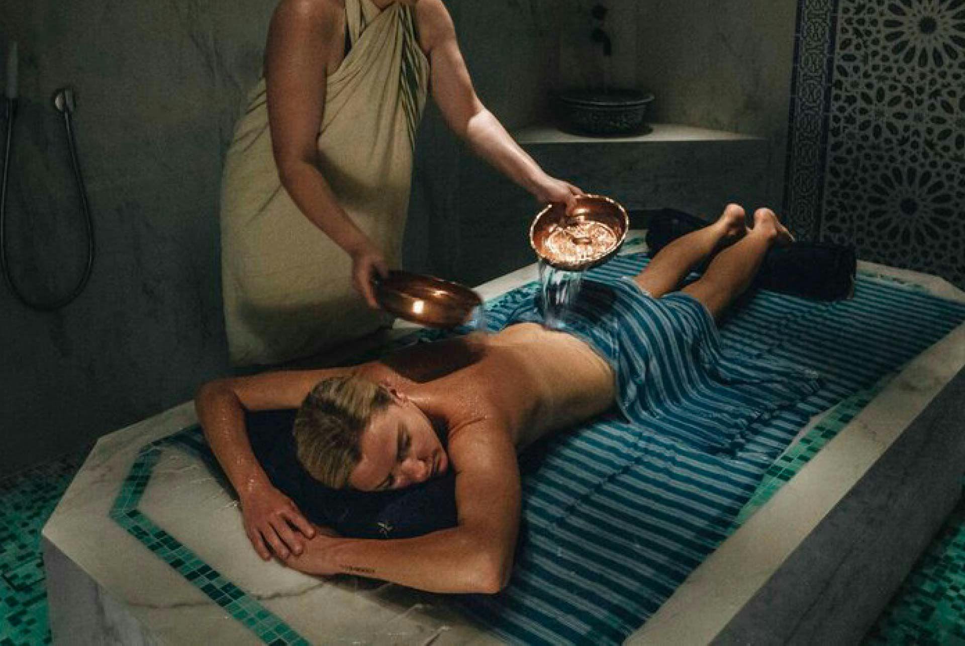 Woman having a Turkish bath
