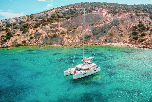 Yacht Getaways catamaran in the Cyclades Islands in Greece