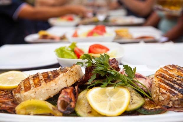 Freshly cooked Croatian grilled fish meal